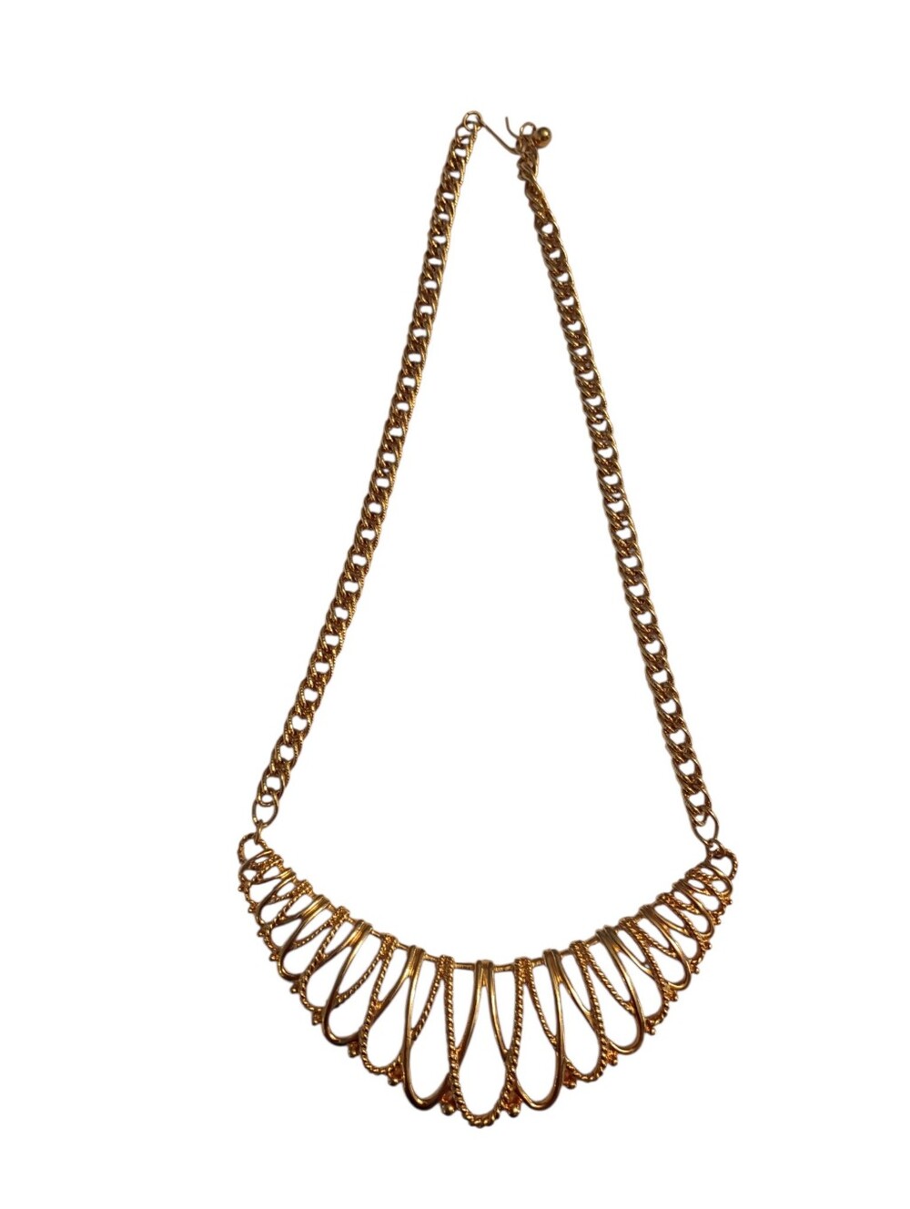 Vintage 1980s Avon Gold Toned Chain Gilded Mesh Crescent Shaped Hook Clasp 20"